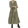 thumbnail image 3 of Womens Fall Casual Maxi Dresses 3/4 Sleeve V Neck A Line Sundresses Fashion Vacation Beach Boho Wedding Guest Dress, 3 of 7