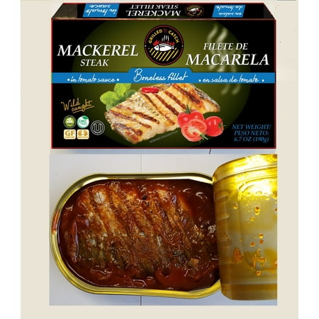(3 Pack) Grilled Catch Mackerel steak fillet in tomato sauce 6.7 (Best Bait For Mackerel)