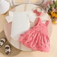 thumbnail image 4 of CAICJ98 Newborn Baby Girl Clothes Summer Outfits Short Sleeve Ruffle Romper Top Infant Skirt Set Little Girl Overall Dress (Watermelon Red,6-9 Months), 4 of 7