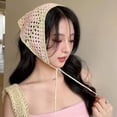 thumbnail image 4 of CoCozhu Korean Instagram Sweet Vintage Handmade Crochet Triangle Scarf Women's Spring/Summer Lace Headband Headband With Mesh Red Headband Fashion, 4 of 9