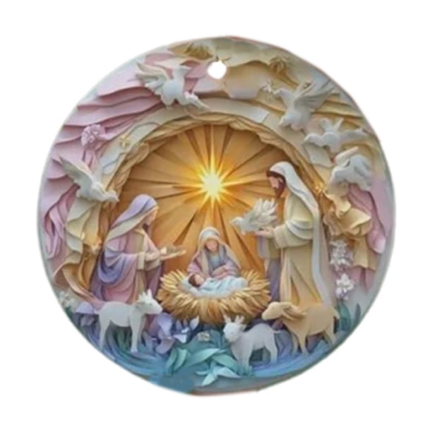 2024 Christmas Decorations Nativity Ornaments Hanging Decor For Christmas Tree Nativity Scene Christmas Ornaments Gifts Decor