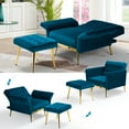 thumbnail image 5 of ACMEASE Velvet Accent Chair with Adjustable Armrests and Backrest,Single Recliner Armchair with Ottoman, Teal, 5 of 7
