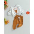 thumbnail image 3 of Bagilaanoe 2Pcs Toddler Baby Boy Long Pants Set Letter Print Long Sleeve Sweatshirt Pullover Tops + Drawstring Sweatpants 6M 12M 18M 24M 3T Kids Casual Sweatsuits, 3 of 8