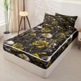 thumbnail image 2 of Homewish Spooky Halloween Skull Zipper Twin Comforter Sets with Fitted Sheet and 2 Pillowcases,Rustic Plant Flower Zipper Bedding Set,Black Reversible,4pcs, 2 of 8