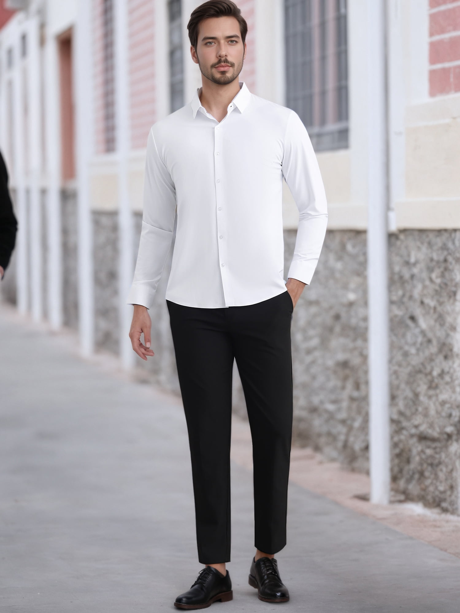 DARING DIVA Men's Soft Long Sleeve Button Down Business Formal Dress Shirt XL White