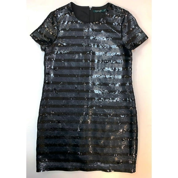 Polo Ralph Lauren BLACK Women's Sequined Dress, US 6