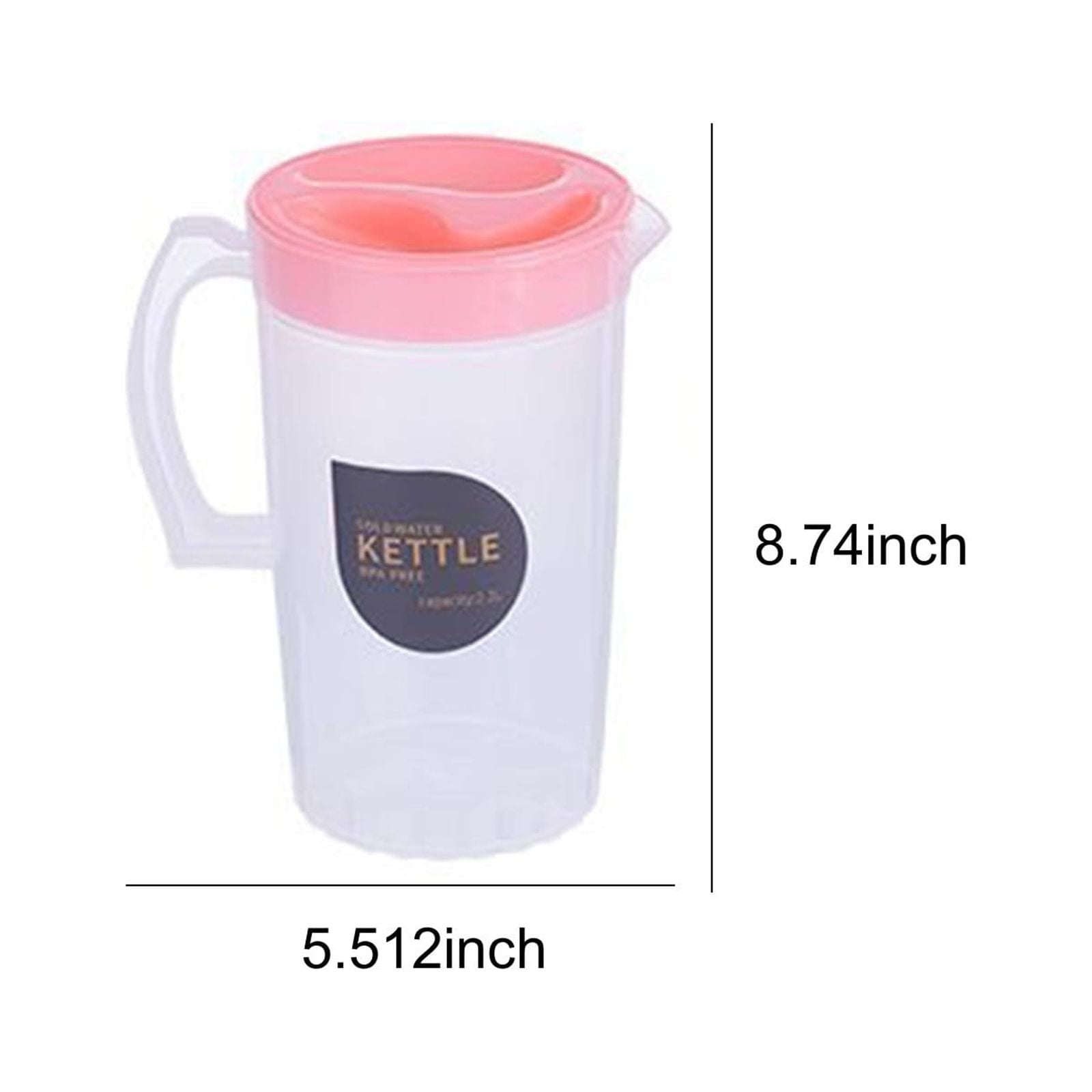 openpig 2.2L Large Plastic Straining Pitcher with Lid, Fridge Door Water Jug, Clear Water Carafe Jug Ice Tea Juice Beverage Pitcher with Strainer Cover Handle for Ice Tea, Lemonade, Party