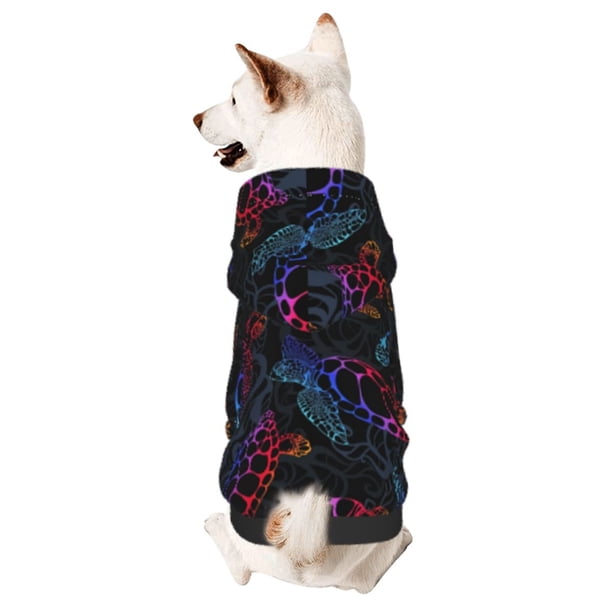 Fotbe Sea Turtle Sudadera con Estampado para Perros Pequeños – Suéter con Capucha para Mascotas, Tela Suave de Forro Polar con Bolsillo-X-Large