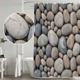 thumbnail image 4 of Pebble Stone Shower Curtain Set - Standard 72" x 72" Washable Bathtub Curtain with 12 Hooks, Modern Minimalist Nature Art Aesthetics Waterproof Fabric Stall Shower Curtains for Bathroom Décor, 4 of 6