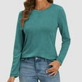 thumbnail image 6 of Lmnyox Women's Long Sleeve Tops Fashion Round Neck Basic T Shirt Fall Casual Solid Color Pullover Shirts, 6 of 8
