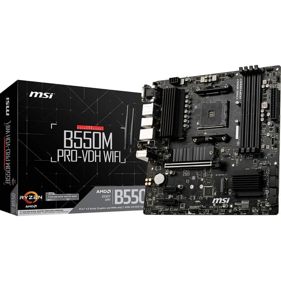 MSI B550M PRO-VDH WiFi ProSeries Motherboard (AMD Ryzen 5000, AM4, DDR4, PCIe 4.0, SATA 6Gb/s, M.2, USB 3.2 Gen 1, Wi-Fi, Bluetooth, D-SUB/HDMI/DP, Micro-ATX)