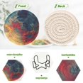 thumbnail image 4 of Qxltty Colorful Flow Pattern Drink Coasters with Holder 6pcs Handmade Woven Simple Vintage Saucer Set, 4 of 7