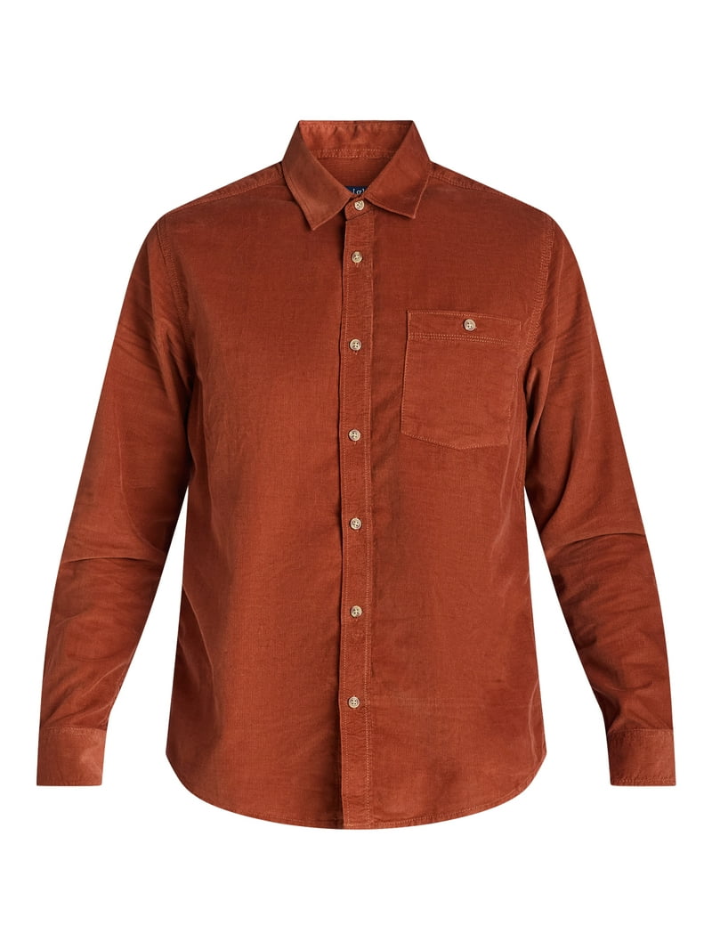 George Men's and Big Men's Corduroy Shirt with Long Sleeves, Sizes