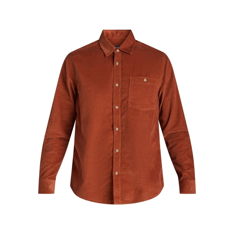 George Men's and Big Men's Corduroy Shirt with Long Sleeves