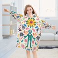 thumbnail image 5 of FORMRS Wearable Blanket Hoodie with Sleeves for Kids Cozy Flannel Sweatshirt, Abstract Floral, 5 of 7
