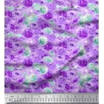thumbnail image 1 of Soimoi Purple Cotton Jersey Fabric Flower Watercolor Print Fabric by Yard 58 Inch Wide, 1 of 3