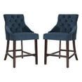 thumbnail image 2 of SAFAVIEH Eleni Tufted Wing Back Counter Stool Set of 2 Navy / Espresso, 2 of 12