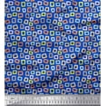 thumbnail image 1 of Soimoi Blue Moss Georgette Fabric Square Geometric Print Sewing Fabric Yard 42 Inch Wide, 1 of 3