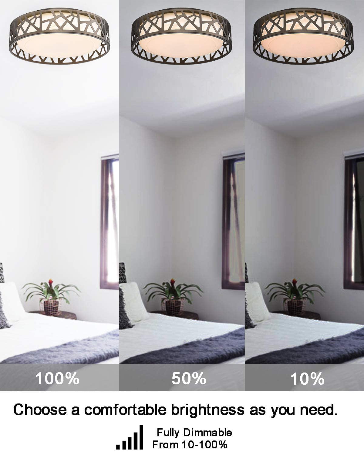 Stairways VICNIE 14 Inch 20W Dimmable Round Deco Lighting Fixture Oil Rubbed Bronze Finished,1400 Lumens 3000K Warm White Bedroom Hallway ETL Listed for Kitchen LED Flush Mount Ceiling Light 