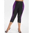 thumbnail image 4 of Más el tamaño de pulpo mallas de impresión recortada de gran altura Rosegal Leggings de talla grande, 4 of 5