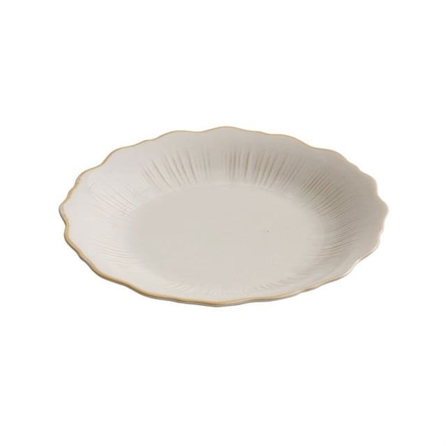 Vintage Irregular Flower Shape Flat Plate Shallow Plate Household Premium Feeling Creative Ceramic Plate Salad Plate