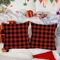 thumbnail image 3 of 2 Pack Waterproof Outdoor Christmas Pillow Covers 16x16 Inch Red and Black Buffalo Plaids Checked Throw Pillow Cases New Year Winter Farmhouse Decorations Cushion Cover Double Sided, 3 of 5