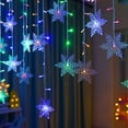 thumbnail image 4 of Guirnalda de luces LED con forma de copo de nieve, guirnalda de luces navideñas con enchufe europeo, para exteriores, para decoración de fiestas en el hogar y el jardín, 4 of 5