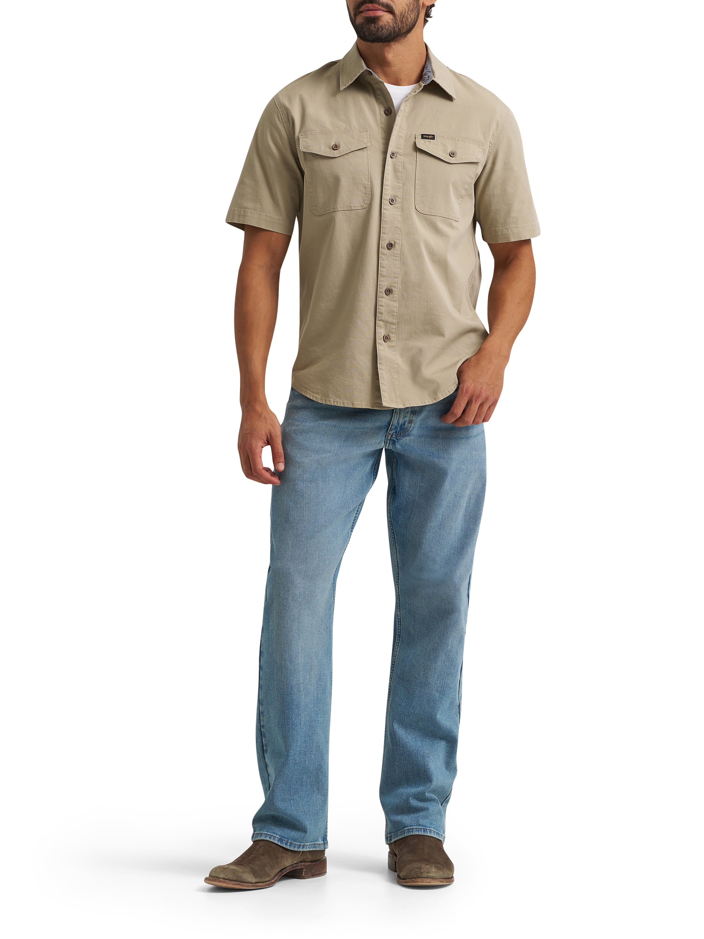 Wrangler® Men's Short Sleeve Micro Ripstop Shirt