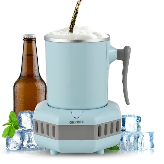 Enfriador de bebidas y calentador de tazas de aluminio con asa para escritorio Enfriador de latas de botella eléctrico portátil de 15 oz Calentador para café Cerveza Vino Jugo Leche Operación con un s