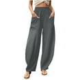 thumbnail image 2 of Utoimkio Women's Linen Baggy Harem Pants Summer Casual Loose High Waisted Lounge Pants for Women with Pockets, 2 of 5