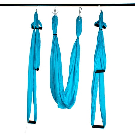 AGPtek Yoga aérienne Deluxe Yoga hamac Sling Trapeze pour Inversion Yoga aérien, Voler Antigravity-Bleu