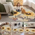 thumbnail image 5 of Yellow Sunflowers Round Area Rug 6Ft Washable Circle Rugs for Bathroom Office, Retro Floral Leaves Butterfly Plants Khaki Non-Slip Carpet Floor Mats Indoor Outdoor Carpet Runner Aesthetic Home Decor, 5 of 8