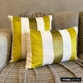 thumbnail image 2 of The HomeCentric Throw Pillow Covers, Chartreuse Green Pack of 2, 22x22 inch (55x55 cm) Throw Pillows, Velvet Patchwork Throw Pillows For Couch, Striped Modern Style Easter - Velvet Band Chartreuse, 2 of 10