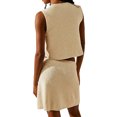 thumbnail image 3 of Liacowi Women Mini Skirt Sets Ribbed Knit Sleeveless V Neck Crop Tank Top Vest A Line Skirt Summer Casual Two Piece Outfits, 3 of 5
