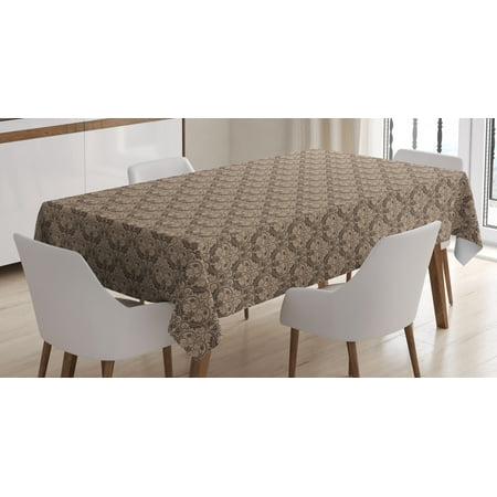 

Antique Tablecloth Venetian Vintage Flowers with Swirling Lines Renaissance Revival Curvy Tile Rectangular Table Cover for Dining Room Kitchen 60 X 84 Inches Brown and Cocoa by Ambesonne
