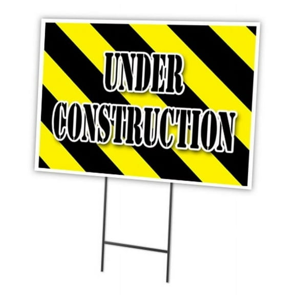 12 x 16 in. Under Construction Yard Sign & Stake Outdoor Plastic Window