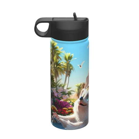 

Fuzoiu Playful Hedgehog Forest Pond Print 18oz Insulated Sports Kettle Outdoor Sport Gym Stainless Steel Water Bottle With Straw Lid