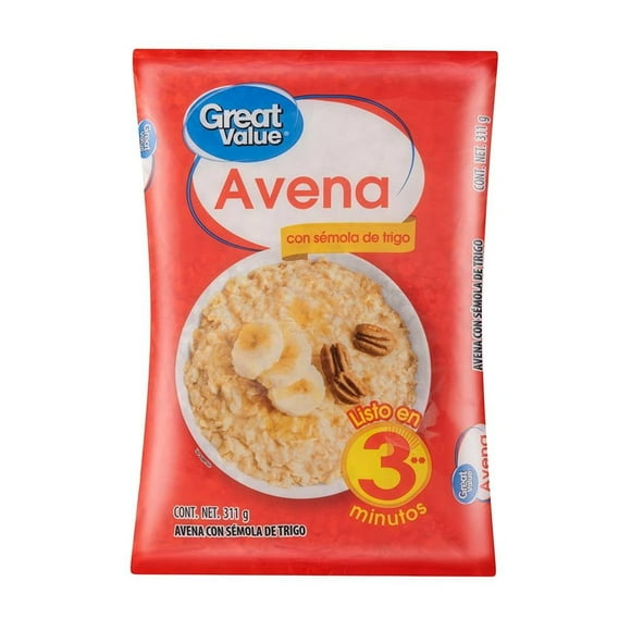 Avena Great Value con sémola sabor natural 311 g
