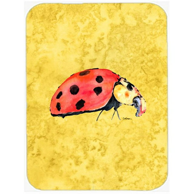 Carolines Treasures 8867LCB Lady Bug on Yellow, Glass Cutting Board - Large
