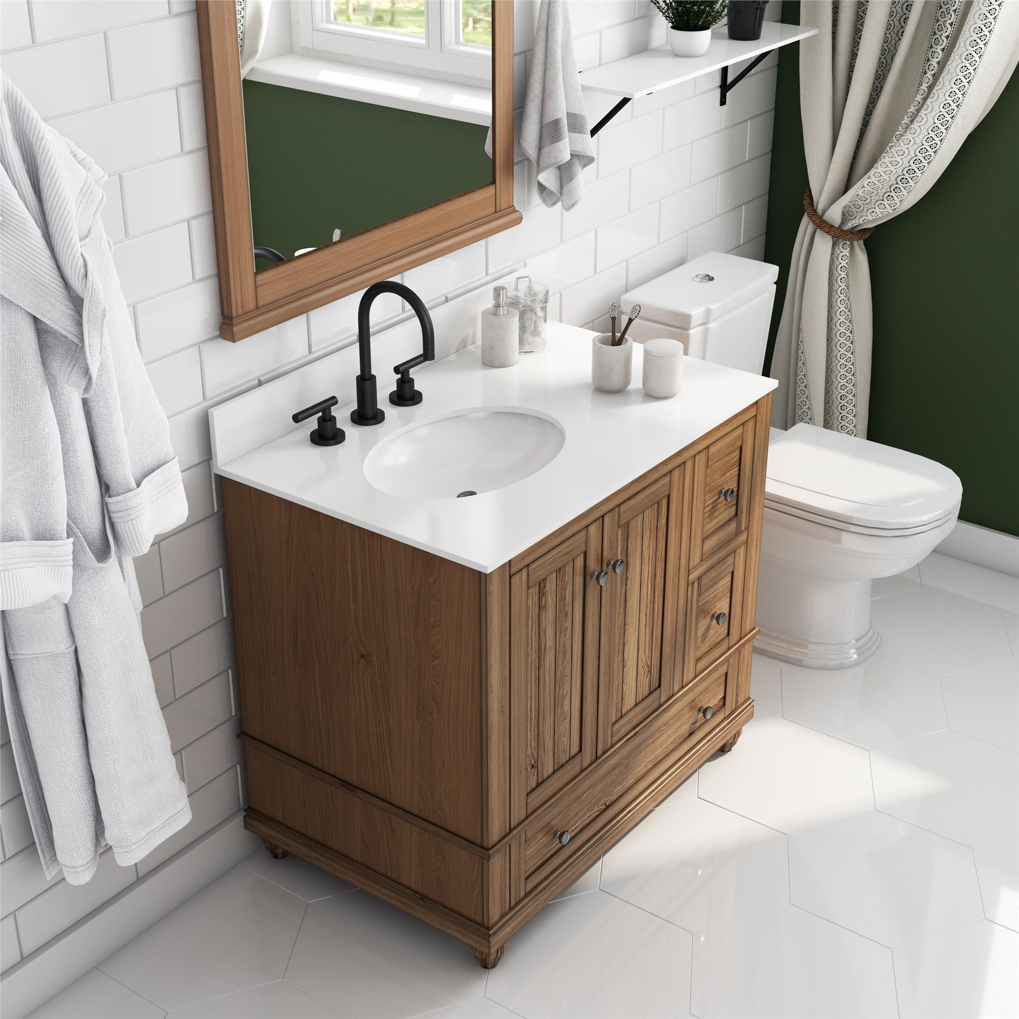 Dorel Living Monteray Beach 36 Inch Bathroom Vanity with Sink, Natural