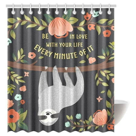 Gckg Funny Sloth Shower Curtain Cute Animal Baby Sloth On Tree