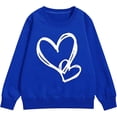 thumbnail image 4 of KHONTS Girls Long Sleeve Sweatshirts with Heart Print Casual Loose Fit Pullovers Tops Jacket for Kids,Size 3-14 Years Blue 150, 4 of 7
