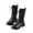 Black, variant on Girls Mid Calf Riding Boots - PU Leather Lace Up Side Zipper Non Slip Sole Fashion Boots for Fall and Winter Wear (White, 4.5-5 Years)