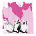 thumbnail image 3 of Ambesonne Animal Shower Curtain, Cats Kittens, 69"Wx84"L, Pale Pink Hot Pink, 3 of 5