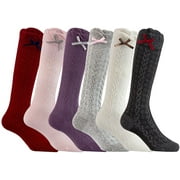 Lian LifeStyle 6 Pairs Cute Knee High Cotton Socks for Girls. Breathable, Warm, Perfect for Mobility & Athletic Toddlers LLSJH0507 Size 1Y-2Y(Assorted)