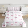 thumbnail image 2 of Castle Fairy Pink Ribbon Bow-Tie Twin Comforter Sets,Dreamy Bowknot Bedding Set, 2 of 8