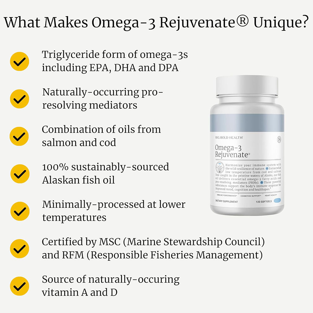 BIG BOLD HEALTH Omega-3 Rejuvenate – Weekly Pill Storage Box, 120 Count