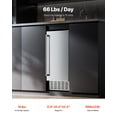 thumbnail image 2 of KFFKFF Undercounter Built-in Ice Maker, 66 Lbs/Day Under Counter Nugget Ice Maker Machine with Reversible Door Stainless Steel, Freestanding Ice Maker for Commercial Home Kitchen, 2 of 9