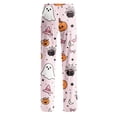thumbnail image 5 of Womens Halloween Lounge Pants Loose Fit Sleep Pajama Bottoms Full Length Straight Leg Easy Wear Design Elastic Waist No Drawstring Comfy Home Bottoms Pink L, 5 of 6