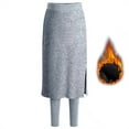thumbnail image 3 of VOOPET Women Two Pieces Pencil Skirt With Leggings High Waist Winter Warm Fleece Long Bodycon Fake Skirt Pants, 3 of 9